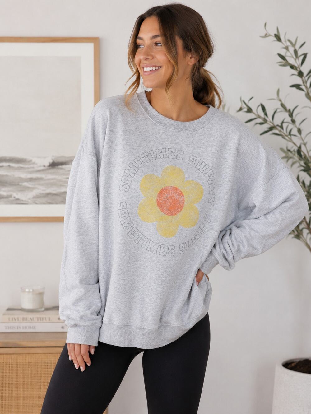 OFFLINE By Aerie Throw-Back Sometimes Sweaty Fleece Oversized Crew Sweatshirt